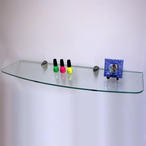 Deluxe Convex 36" x 10" Clear Tempered Glass Shelf Kit with Stainless Steel Brackets
