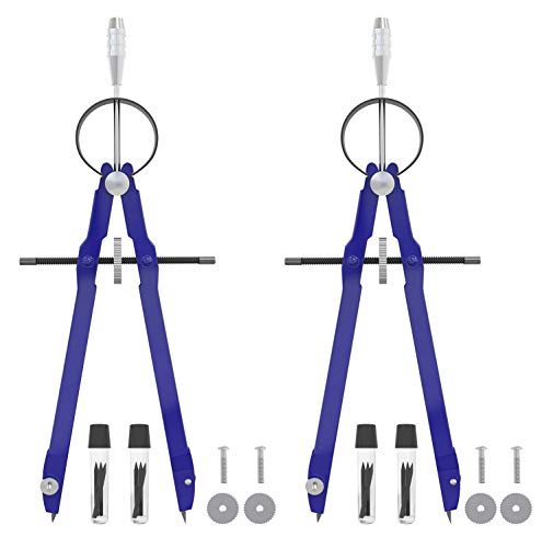 2 Pack Metal Compass with Lock Math Bow with Wheel Geometry Compass Divider Precision Student Compass for Drafting, Drawing, Measuring - Thumbnail 7