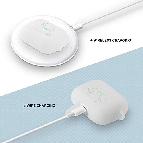 Étui AirPods Pro, Housse Antichoc avec Mousqueton, AMIGIK Coque de Protection en Silicone Épais 2.5MM pour Boîtier de Charge Apple AirPods Pro - LED Visible, Anti-Rayures(Translucide)