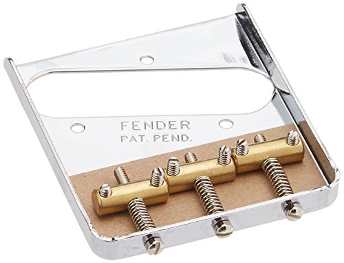 Fender Telecaster Chrome Bridge Assembly with 3 Brass Saddles for American Vintage and Mexican Vintage Telecaster