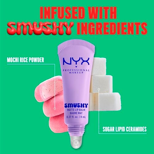 , Smushy Matte Lip Balm con Aplicador Suave, Bálsamo Labial Mate con Acabado Difuso, Ceramidas de Azúcar y Polvo de Arroz Mochi, Fórmula Vegana, Sugar Smush