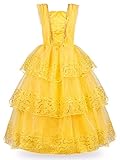 JerrisApparel Princess Belle Deluxe Ball Gown Costume For Little Girl (4-5 Years, Yellow)