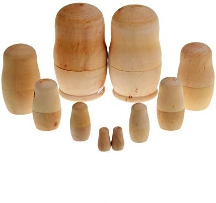 Unpainted Blank Wooden DIY Russian Nesting Dolls Matryoshka Toy, 5 pcs