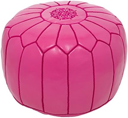 POUFATI Moroccan Leather Pouf Ottoman Unstuffed, Pink