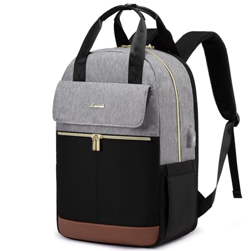 LOVEVOOK Rucksack Damen, 17,3 Zoll Schulrucksack Mädchen mit Laptopfach & USB Ladeanschluss, Wasserdicht Schultasche Arbeitstasche Reiserucksack Elega