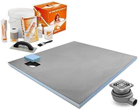 ProWarm™ Corner drain wet room shower tray 900mm x 900m with Drain and Installation Kit