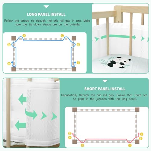 Coclux Baby Cot Bumper,Baby Boys Girls Nursery Breathable Crib Bed Liner Bumper Set,Airflow Safe 3D Mesh Crib Liner. (White)