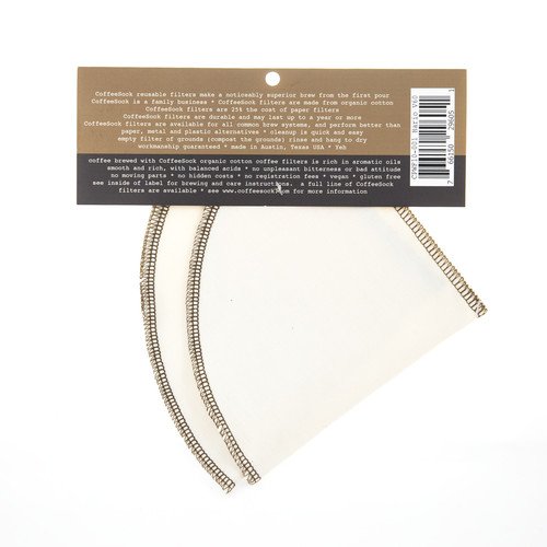 CoffeeSock Reusable Filters Made To Fit Hario v60-03 - GOTS Certified Organic Cotton Reusable Coffee Filters (V60-03)