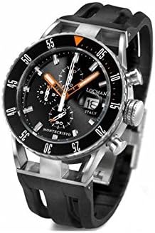 Locman Men's 44mm Black Rubber Band Steel Case Quartz Analog Watch 051200KOBKNKSIK