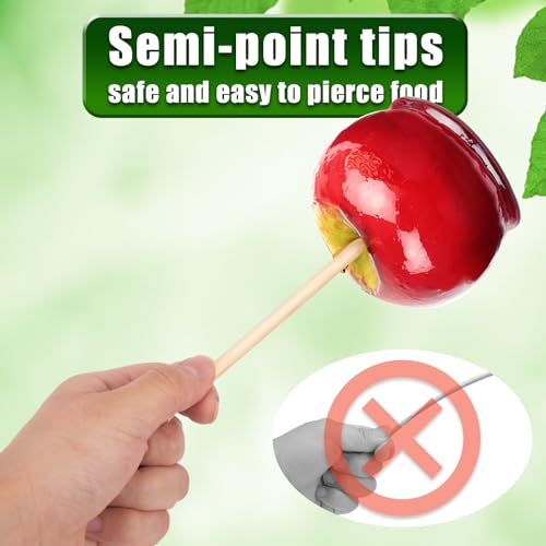 HANSGO 180PCS Candy Apple Skewers Sticks, Thickened Bamboo Sticks for Caramel Apple Semi-point Sticks Corn Dog Sticks Lollipop Sticks Sausage Meat Fruit Chocolate Fountain Skewers