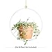 Mkono Boho Hanging Planter, Set of 2 Metal Plant Hanger with Plastic Pots, Modern Mid Century Flower Pot Plant Holder in Diamond and Circle Shape, Fits 6 Inch Planter (Pots Included), White