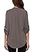 LILBETTER Womens V Neck Blouses Solid Loose Casual Cuffed Sleeve Shirt Top(Gray L)
