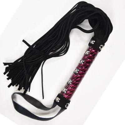 Fetish Pleasure Play Purple Snake Flogger – Leather Snake Skin Textured Handle for Perfct Grip (Purple)