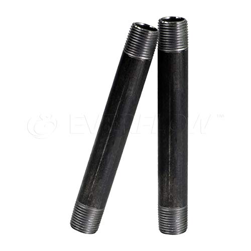 Everflow Supplies NPBL1212-2 Steel Nipple Pipe, 1/2" x 12", Black