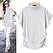Mlide Womens High Neck Short Sleeve Fashion Blouse Elegant Solid Color Plus Size T-Shirts,White,Mthumb 2