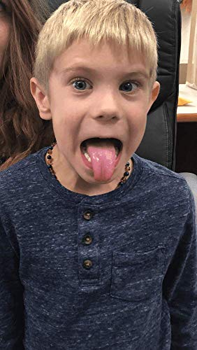 ADHD Raw Baltic Amber Teething Necklace Babies Baby Infant Toddlers Drooling & Teething Pain 12.5" Screw Clasp (Raw Coganc Lapis Lazuli) - Thumbnail 7