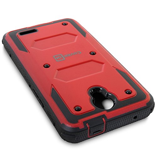 ZTE Maven 3 Case, ZTE Prestige 2 Case, ZTE Overture 3 Case, CoverON [Tank Series] Tough Hybrid Hard Armor Protective Phone Cover Case For ZTE Prestige 2 / Maven 3 / Overture 3 - Red / Black - Thumbnail 4