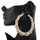 2 Pairs of Goldtone 3.5 Inch Bamboo Style Hoop Earrings