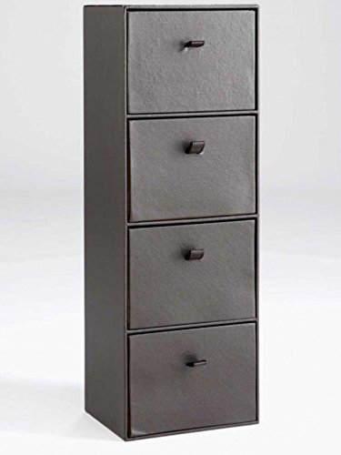 Brown Faux Leather Storage Tower Tallboy Unit 4 Drawers Amazon Co