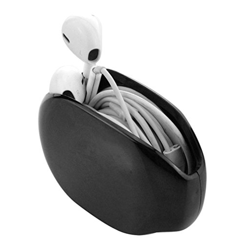 Earphone Cord Wrap Winder, Iuhan Cable Turtle Organizer, Electrical Cord Organizer, Cord and Cable Management, Headphone Keeper Earbuds Holder, Tangle-Free Cable Reel Headset Case (Black)