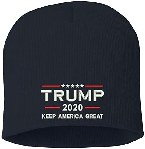 Peerless Embroidery Trump Make America Great Again 2020 Skull Knit Hat Navy