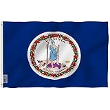Anley Fly Breeze 3x5 Foot Virginia State Polyester Flag - Vivid Color and UV Fade Resistant - Canvas Header and Double Stitched - Virginia VA State Flags with Brass Grommets 3 X 5 Ft