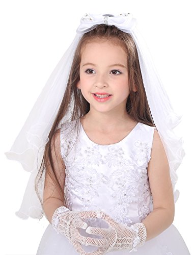 Handmade white girls bow floral wedding communion headp…