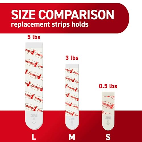 Command Indoor Small Replacement Strips, 64 Strips, Damage-Free Wall Hanging, Re-Hang Small Hooks for Home and Wall Decor, Holds up to 1 lb, White Adhesive