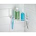 iDesign Plastic Bathroom Suction Holder, Shower Organizer Corner Basket for Sponges, Scrubbers, Soap, Shampoo, Conditioner, 1.3