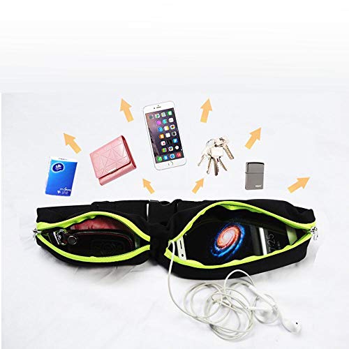 BeGrit Waterproof Running Belt Expandable Dual Pocket Running Waist Pack Adjustable Fanny Pack for Women Men Phone Fitness Jogging Sport Cycling Hiking Dog Walking Pack of 2 (Green + Rose Red)