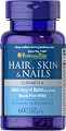 Puritan's Pride Hair Skin and Nails Biotin Formula Coated Caplets, 3000 Mcg, 60 Count