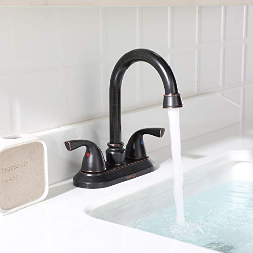 PARLOS Double-Handle Lavatory Faucet with Drain Assembly and Supply Hose Lead-free cUPC Bathroom Faucet Mixer Two-Handle Lavatory Vanity Utility Laundry Faucet Oil Rubbed Bronze, 13592