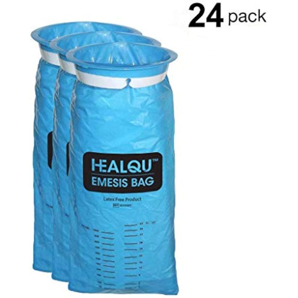 Blue Emesis Bags, Disposable Vomit 1000ml (24 Pack