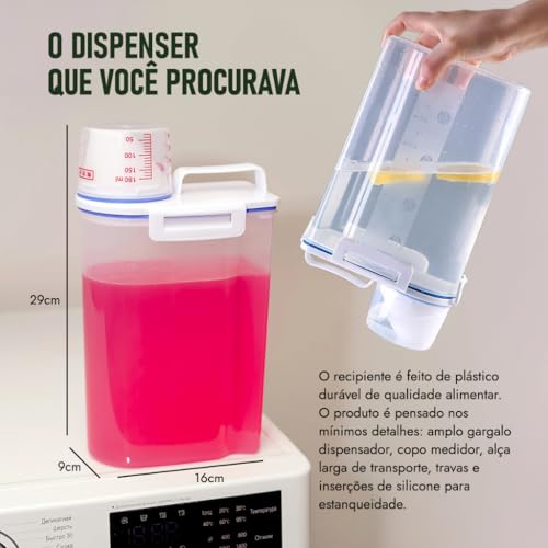 Kit 2 Unids Potes Herméticos 2 Litros Organizador Para Cozinha e Lavanderia