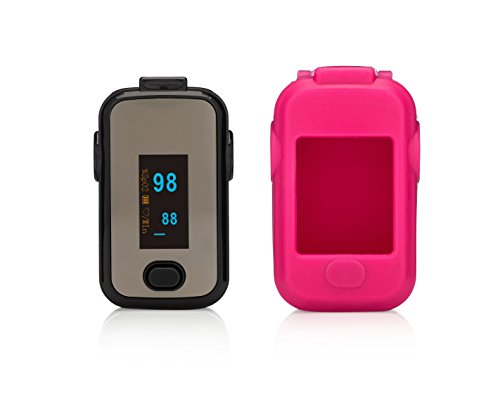 Tribe RN NEW Fingertip Pulse Oximeter with Plethysmograph Blood Oxygen Saturation Monitor (Pink Cover)