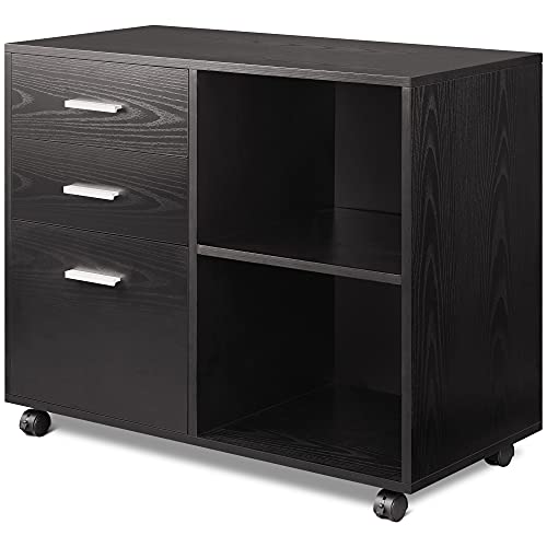 DEVAISE 3 Drawer Wood File Mobile Filling with Storage