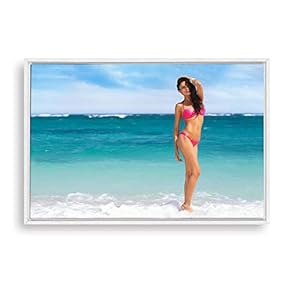 Framed Canvas Wall Art Bikini Beauty and Sea Canvas Prints Home Artwork Decoration for Living Room,Bedroom - 16x24 inches