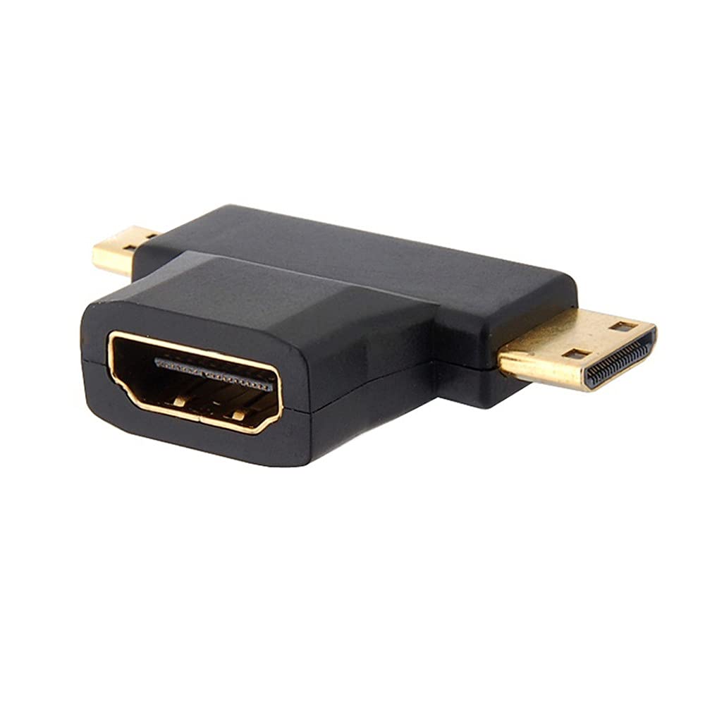 ChenYang Micro HDMI Male Mini HDMI Male to HDMI 1.4 Female 90 Degree 2 in 1 Combo Adapter