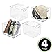 mDesign Plastic Storage Closet Organizer Bin, Container Bin for Entryway, Hallway, Linen, and Coat Closet - Organization for Clothing, Blankets, Toys, and Accessories, Ligne Collection, 4 Pack, Clear
