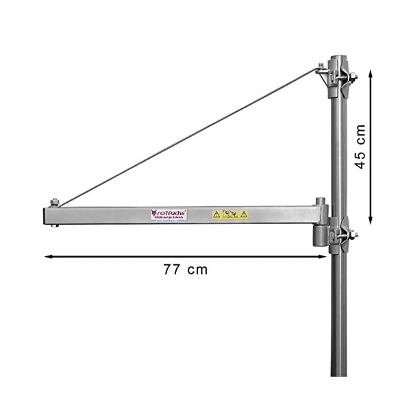 Rotfuchs Ausleger Schwenkarm 750 mm für Seilwinde Seilhebezug Seilzug Last 600 kg, Schwenkbereich ca. 180° max… – Bild 7