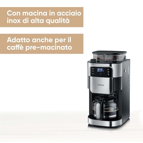 KA 4813 - Macchina da caffè con filtro in acciaio INOX, macinazione fine e grado di macinazione selezionabile, 1000 W, fino a 10 tazze/ca. 1,25 l