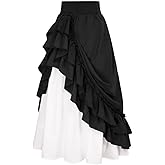 Sorrica Women's Gothic Victorian Skirt High Waist Double-Layer Ruffle Skirt Medieval Renaissance Pirate Skirts