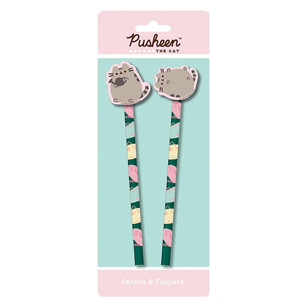 Pusheen Set of 2 Drawing Pencils with Toppers (Botanical Design) School Supplies and Office Supplies - Official Merchandise