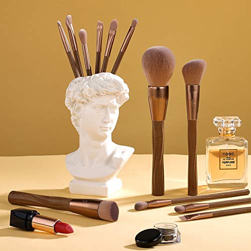 Makeup Brushes Set 12Pcs Vegan Brush Kit for Powder Foundation Blush Blending Eye Shadow Eyeliner Cosmetics Brushes with Portable Brush Holder- Cruelty-Free Synthetic Bristle (Coffee)
