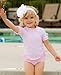 RuffleButts® Baby/Toddler Girls Rash Guard 2-Piece Swimsuit Set - Pink Polka Dot Bikini with UPF 50+ Sun Protection - 6-12m