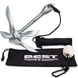 Best Marine Kayak Anchor with 40ft Rope. Premium 3.5lb Folding Anchor Accessories for Fishing Kayaks, Canoe, Jet Ski, SUP Paddle Board and Small Boats. Grapnel Anchors Trolley Kit Accessories