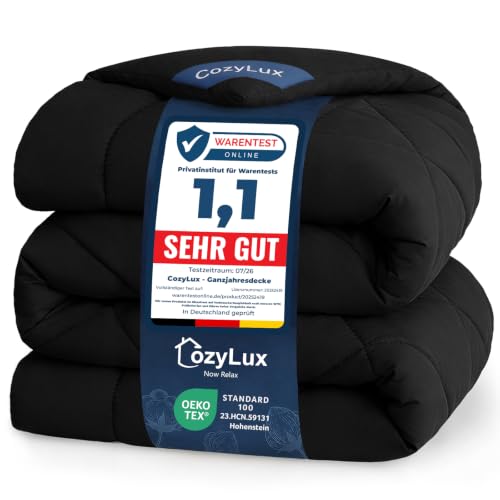 CozyLux Bettdecke 220x240 cm Schwarz für 4 Jahreszeiten