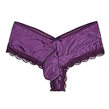 CHICTRY Men's Cheeky Floral Sissy Pouch Panties Crossdress Lingerie Purple Large(Waist:31.0-44.0