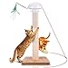 Huicocy Cat Scratching Post,35 inches Tall Cat Tree Detachable Cat Scratcher Post Covered by Allergen-Free Durable Sisal with Interactive Auto Rotating Light Feather Cat Chaser Toy