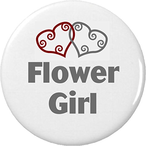 Flower Girl (Silver Heart) 2.25' Large Button Pin Wedding Bridal Party Bride